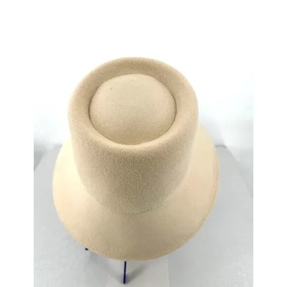 NEW Wyeth Anthropologie Womens 100% Wool Bucket Hat Felt Beige One Size